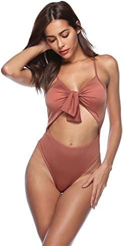 LBhadk Women's Swimsuits High Waisted Cut Out One Piece Bathing Suits Sexy Tie Knot Front