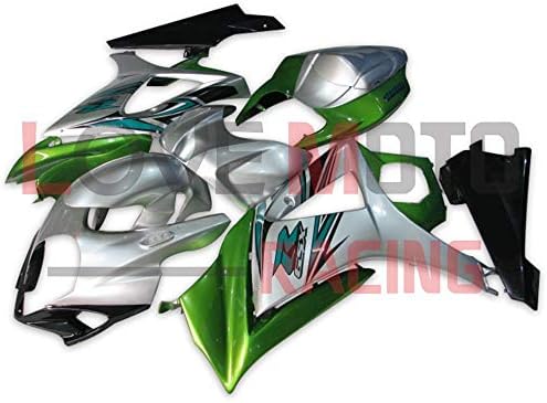 LoveMoto Fairings for GSXR1000 GSXR 1000 2007 2008 K7 07 08 GSX R1000 K7 ABS Injection Mold Plastic Motorcycle Fairing Set Kits Silver Green