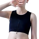 Vinaka Plus Size Zip Up Super Flat Chest Binder Lesbian Tomboy (XL, Black)