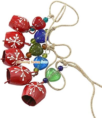 Crossing Seven Seas 5 campanas de vaca de Navidad pintadas a mano