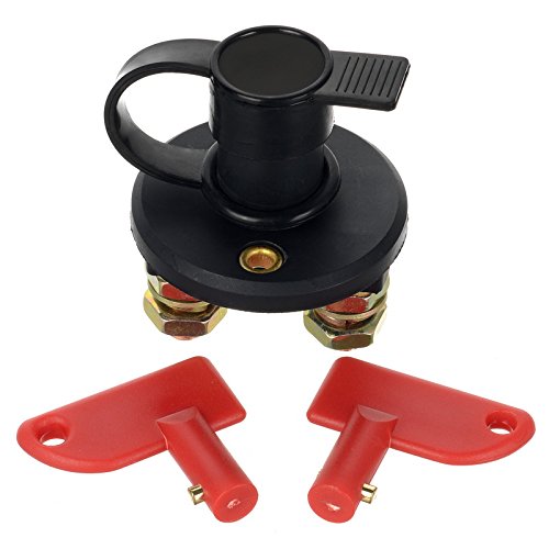 Jtron Car Battery Switch Disconnect 12v 200A Cut Off RV Battery Isolator Switch with 2 Keys for RV Ship Boat Small Yacht Camper Truck