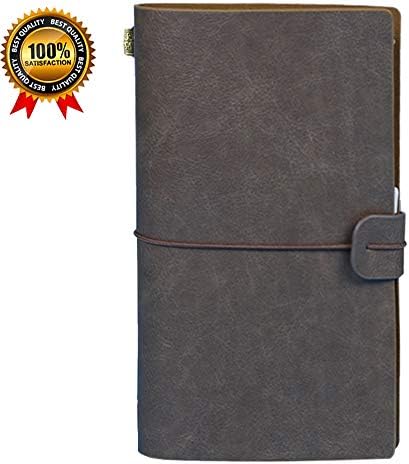 Travel Journal,Leather Diary Notebook,Refillable Vintage Journals to Write in for Men and Women,Classic Retro Style,Perfect for Travelers,Fountain Pen Users,8 x4.7inches,3 Refills,White Coffee