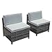 PATIOROMA Armless Chair Outdoor Furniture Sectional Sofa Set All-Weather Grey PE Wicker with Cushions | Patio, Backyard, Pool|Steel Frame