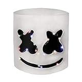 LED Light Up DJ Helmet, Music Festival Mask, Novelty Halloween Costume Party Props (White)