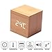 ZEYI Cube Alarm Clock,Portable Travel Clock,Wooden Design Desk Clock,Display Temperature,Date,Year, 3 Alarm Settings Best
