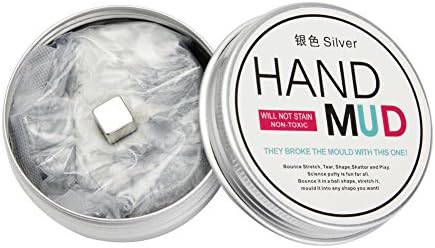 Magnetic putty with magnet by Oliwui, Interesting Stress Relief Toy for Kids and Adults, Silver