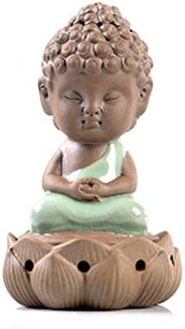Ceramic Incense Burner Small Monk Incense Coil Sandalwood Incense Cone Censer - Green