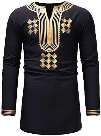 Men's Dashiki Tops Autumn Winter Luxury African Print Long Sleeve Shirt Blouse