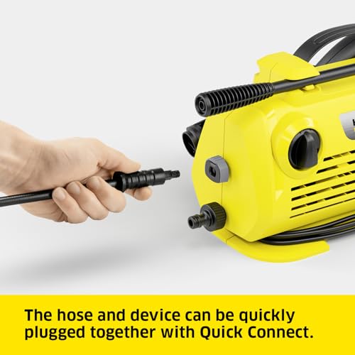 Kärcher K 2 Horizontal Pressure Washer,max. 110 bar,Flow Rate: 360 l/h,Area Coverage: 20 m²/h,Water Filter,Weight: 3.5 kg,high-Pressure Hose and Gun,Vario Power Jet Spray Lance,Standard,Yellow/Black