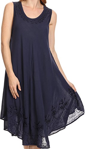 Sakkas 1051 Everyday Essentials Caftan Dress/Cover Up - Navy - One Size - Thumbnail 6