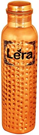 Lera 1000Ml Pure Copper Hammer Bottle 1 Liter Hammer Tamba Water Bottle Is Leak Proof & Joint Free For Ayurvedic Health Benefits, Yoga & Travel Essential Drinkware