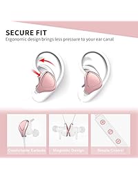 Auriculares deportivos a prueba de sudor con Bluetooth KindaiYi mejor inalámbricos en auriculares con micrófono IPX4 impermeables inalámbricos con cancelación de ruido para gimnasio, entrenamiento, 10 horas de tiempo de reproducción