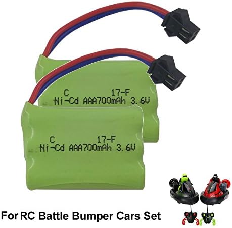 AHAHOO Rechargeable Battery 3.6V 700mAh for Stunt RC Battle Bumper Cars - Set of 2 - Remote Control Electric Vehicle