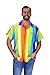 V.H.O Funky Hawaiian Shirt For Men Short Sleeve Front-Pocket Rainbow Vertical, Multicoloured