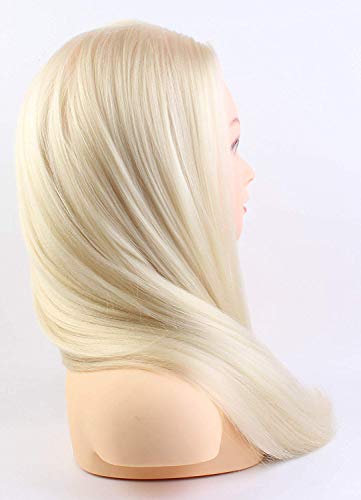 24" Cosmetology Mannequin Manikin Heads with Hair ,Salon Styling Practice Braiding Doll Head- Synthetic Hair -Blonde Color