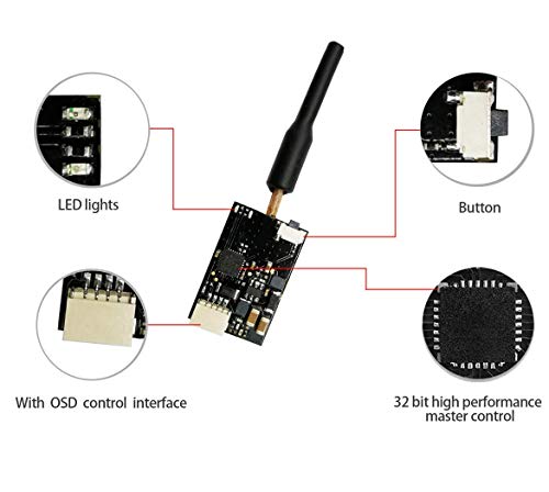 EWRF e7082C 5-24V 5.8G 48CH Pit/25mW/100mW/200mW Adjustable OSD Configurable VTX Micro FPV Video Transmitter Support Tramp Protocol Smart Audio for Micro 2 3 inch FPV Racing Quad Drone Quadcopter