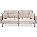 Best Choice Products Linen Upholstered Tufted Convertible Splitback Sleeper Futon w/Pillows, Beige