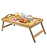 urbanfit Bamboo Bed Tray Table with Folding Legs, Portable Bed Breakfast Serving Trays for Eating, Reading, Laptop, Working
