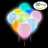 Party LED Balloons Lights 50 Pieces Balloons LED Assorted Colors Luminous Balloons Flashing Light ( Pack of 50 )