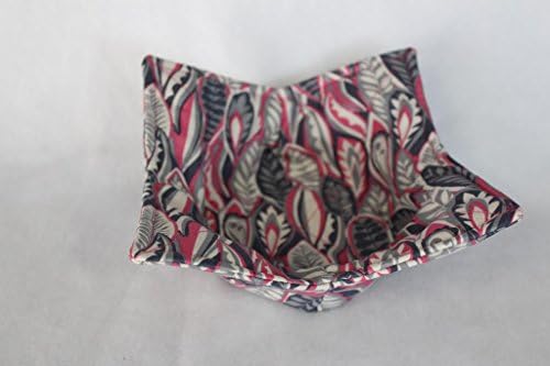 Microwave Bowl Cozy Bowl Potholder Reversible Pink Gray Feathers