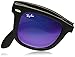 Ray-Ban FOLDING WAYFARER - MATTE BLACK Frame GREY MIRROR PURPLE Lenses 50mm Non-Polarized