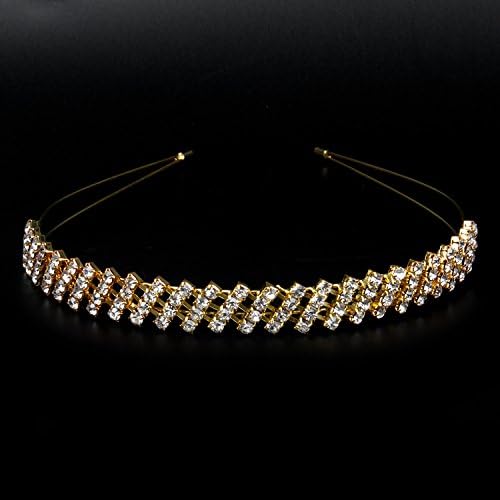 FUMUD Wedding Tiaras and Crowns Bridal Party Homecoming Crystal Tiara Headband Prince Crown Hair accessories (Gold)