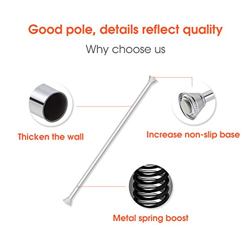 Shower Curtain Rod Tension Curtain Rod Non Slip No Rust No Drilling Never Collapse 42-72 inches (Chrome)