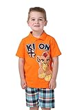 Disney Little Boys 2 Piece Lion Guard Kion Polo Shirt with Plaid Short, Orange, 3T