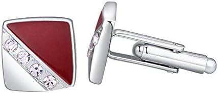 NovoGifts 18K Platinum Plated Artificial Crystal Cufflinks Red with Gift Box