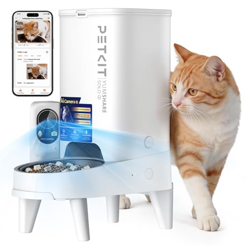 PETKIT YumShare Solo 2 Automatic Feeder with Camera, Face Detection for Multiple Cats, AI Automatic Cat Feeder, 3L Cat Feeder, Automatic Feeder for Cats and Dogs, 2.4 & 5G Wi-Fi