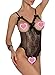 Lingerie for Women Sexy One-Piece Teddy Lingerie Bodysuit Lace Nightie (Medium (fits Like US Small), .Black)