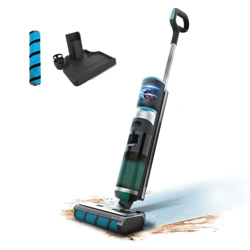 Cecotec Elektrischer Wischmopp mit Selbstreinigungsbasis FreeGo Wash&Vacuum Elite, 200 W, Schrubben und Staubsaugen, Laufzeit 35 Minuten, Saugfähige Rolle, Wassertank 700 ml und Schmutz 700 ml