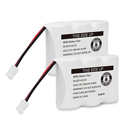 QTKJ 80-5074-02-00 cordless phone battery for AT&T 2422 2250 2255 3000 4051 VTech 80-5074-00-00 GE TL96155 Sanik 3SN-2/3AA30-S-J1 Cordless Handsets (2-Pack)