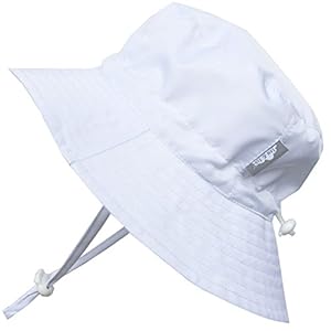 Infant quick-drying 50+ UPF sun prevention hat, size adjustable. With chin strap. (M: 6-18 months white)