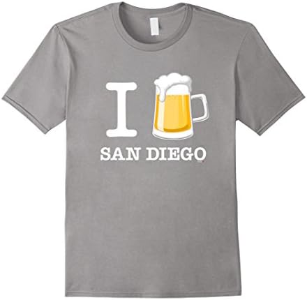 Mens I Love San Diego T-Shirt White, Craft Beer Glass Tee Shirt 2XL Slate