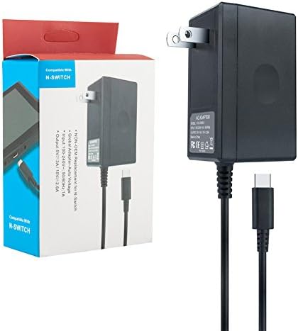 Nintendo Switch AC Adapter - VSEER Nintendo Switch Charger with 5 FT Power Supply Cord and Type C Fast Charging kit - 15V 2.6A AC Adapter for Nintendo Switch Supports TV Mode and Dock Station