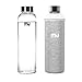 MIU COLOR 18.5 oz Glass Water Bottle - Eco-Friendly Shatter Resistant Borosilicate Glass Bottle, BPA, PVC and Lead Free, Portable with Nylon Sleeve, Grey