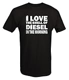 I Love the Smell of Diesel in Morning - Stacks Trucker Black Smoke T Shirt
