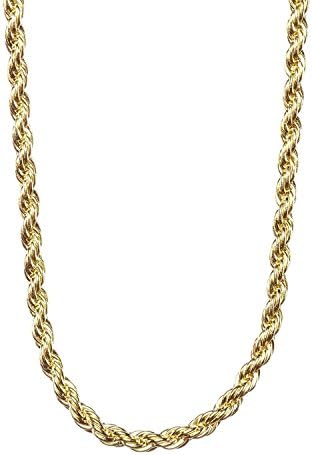 Rope Chain Necklace 3mm for Men and Women 14KT Gold Clad OR or Sterling Silver Clad. Tarnish Resistant - Honest Prices and Quality (24.00, Gold-Plated-Base)