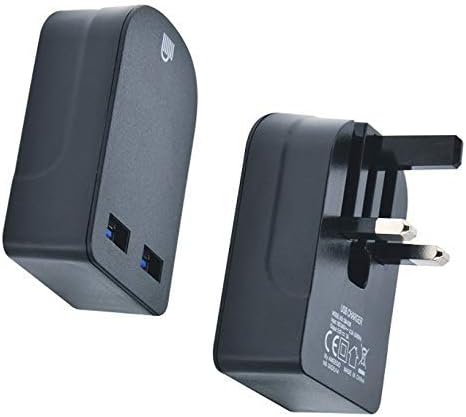 AMO Black Foldable Charger High-speed Dual USB wall adapter USB-A Ports Compact Travel Charger Compatible For iiPhone/i Pad/i Pod/Samsung Galaxy Tab/HTC/Tablet etc