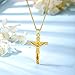 U7 Crucifix Cross Necklace 18K Gold Plated Sterling Silver Jesus Christ Baptism Gift Pendant for Women, Chain 18