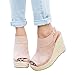 Syktkmx Womens Platform Wedge Sandals Suede Peep-Toe Strap Buckle Mid Heel Espadrille Shoes