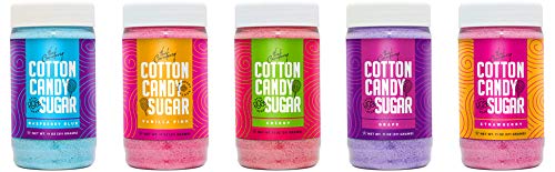 The Candery Cotton Candy Machine with Stainless Steel Bowl 2.0 and Floss Bundle- Use to Floss Sugar Floss, Candy for Birthday Parties Fairs, Festivals- Includes 5 Floss Sugar Flavors 12oz Jars and 50