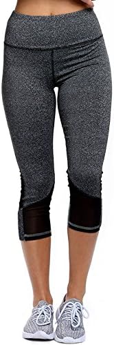 iEase Women's Mesh Accent High Waist Stretchy Sports Yoga Leggings Workout Yoga Capri Leggings Pants Tights