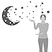 Moon and Stars Night Sky Vinyl Wall Art Decal Sticker Design for Nursery Room DIY Mural Decoration (Silver, 30x65 inches)