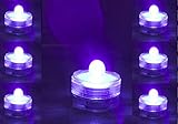 Bright Led Underwater Submersible Waterproof Floral Decoration Tea Light Candle for Wedding / party / Xmas Decoration (Blue -Purple 12pcs )