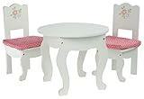 Olivia's Little World - Princess White Table and 2 Chairs Set with Cushions | Wooden 18 inch Doll Furniture