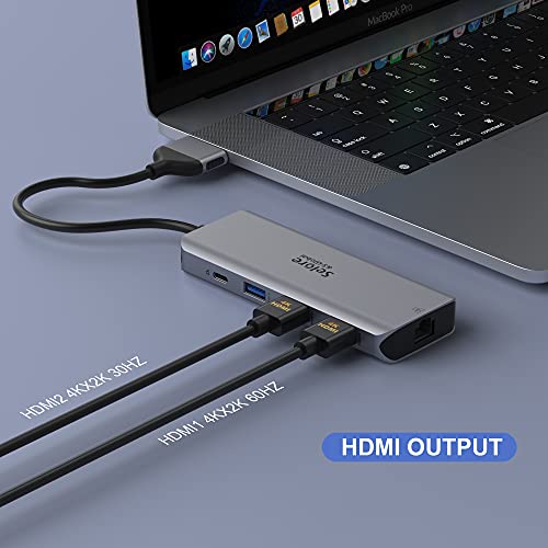MacBook Pro Docking Station Dual Monitor, USBC Hub (9in2) with 2 4K