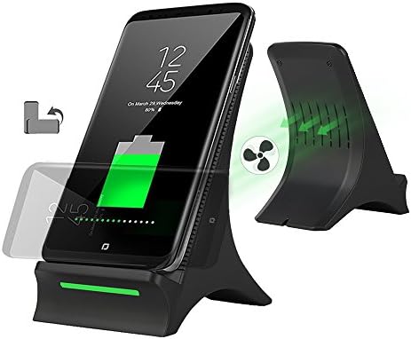 Wireless Charger iPhone X, Leafia [Sleep Friendly] [DUAL COILS] Fast Wireless Charging Stand for Apple iPhone 8/8 Plus, iPhone X, Samsung Note 8/5, S8/S8 Plus/S7/S7 Edge/S6/S6 edge - Black