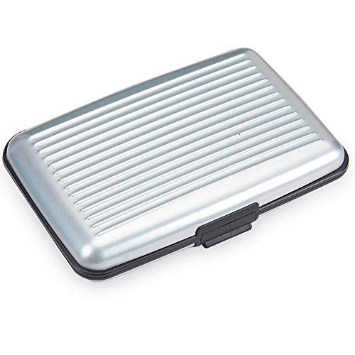 Easylife Aluma Wallet | Slim Aluminium RFID Blocking Card Holder with Waterproof, Scratch Resistant Design | Money Organiser Wallet with 6 Expandable Pockets Hold up to 12 Cards | Striped Silver